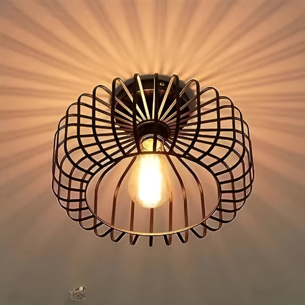 Czarna lampa sufitowa klatka industrialna E27