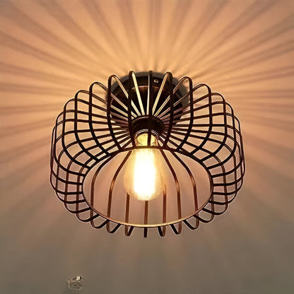 Czarna lampa sufitowa klatka industrialna E27