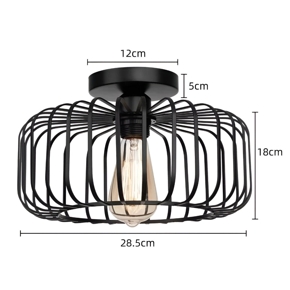 Czarna lampa sufitowa klatka industrialna E27