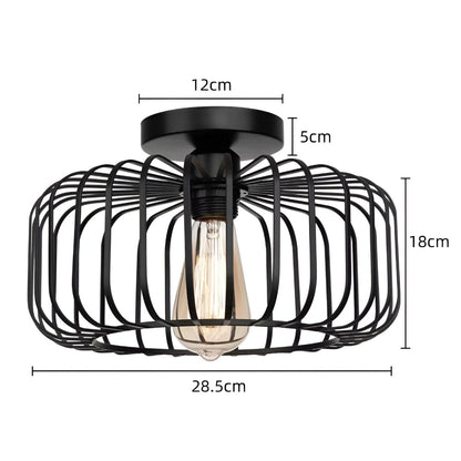 Czarna lampa sufitowa klatka industrialna E27