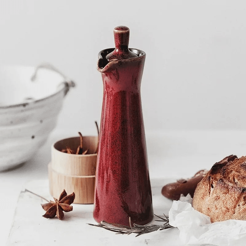 Ceramiczna butelka na oliwę i ocet z reaktywnym szkliwem