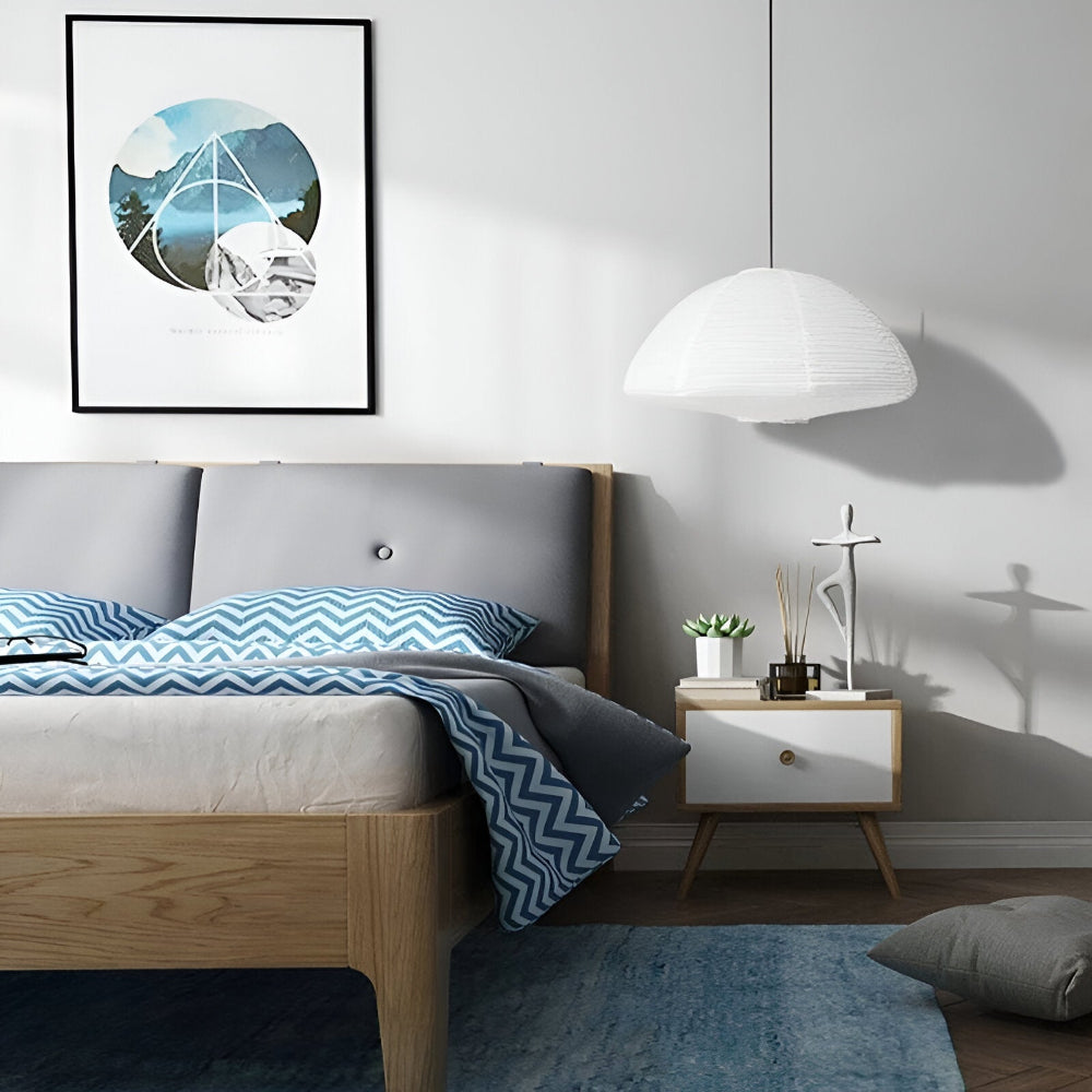 Lampa wisząca z papieru ryżowego i metalu do salonu