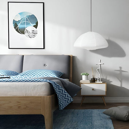 Lampa wisząca z papieru ryżowego i metalu do salonu