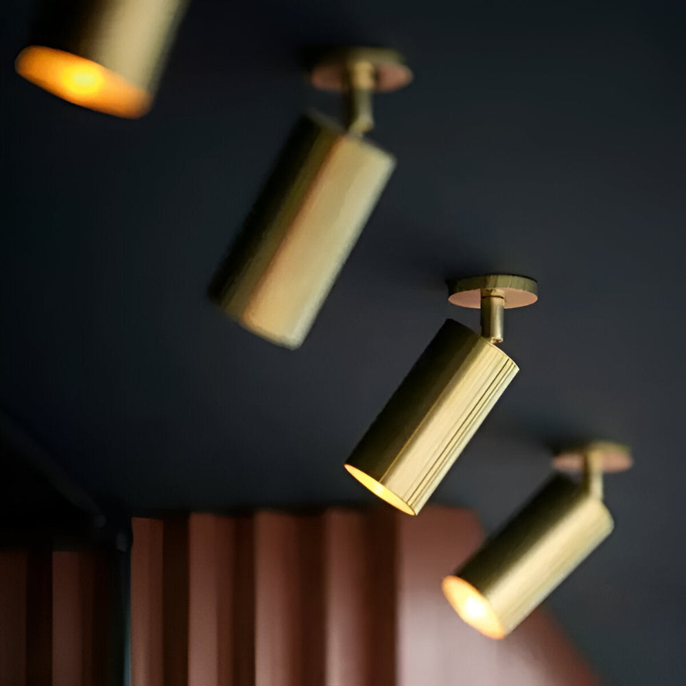 Lampa sufitowa mosiężna z regulowanymi spotami E27