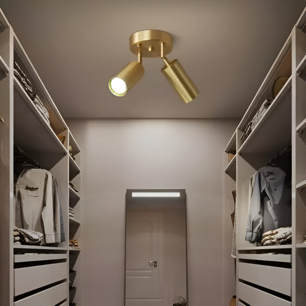 Lampa sufitowa mosiężna z regulowanymi spotami E27