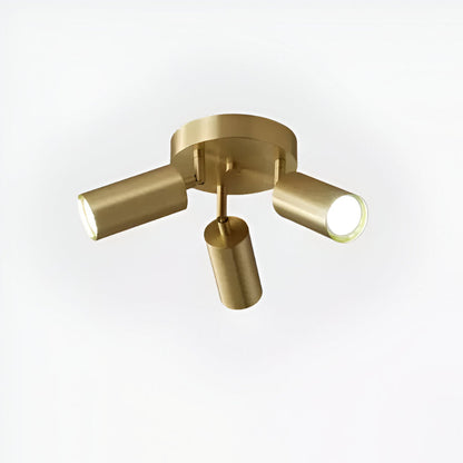 Lampa sufitowa mosiężna z regulowanymi spotami E27