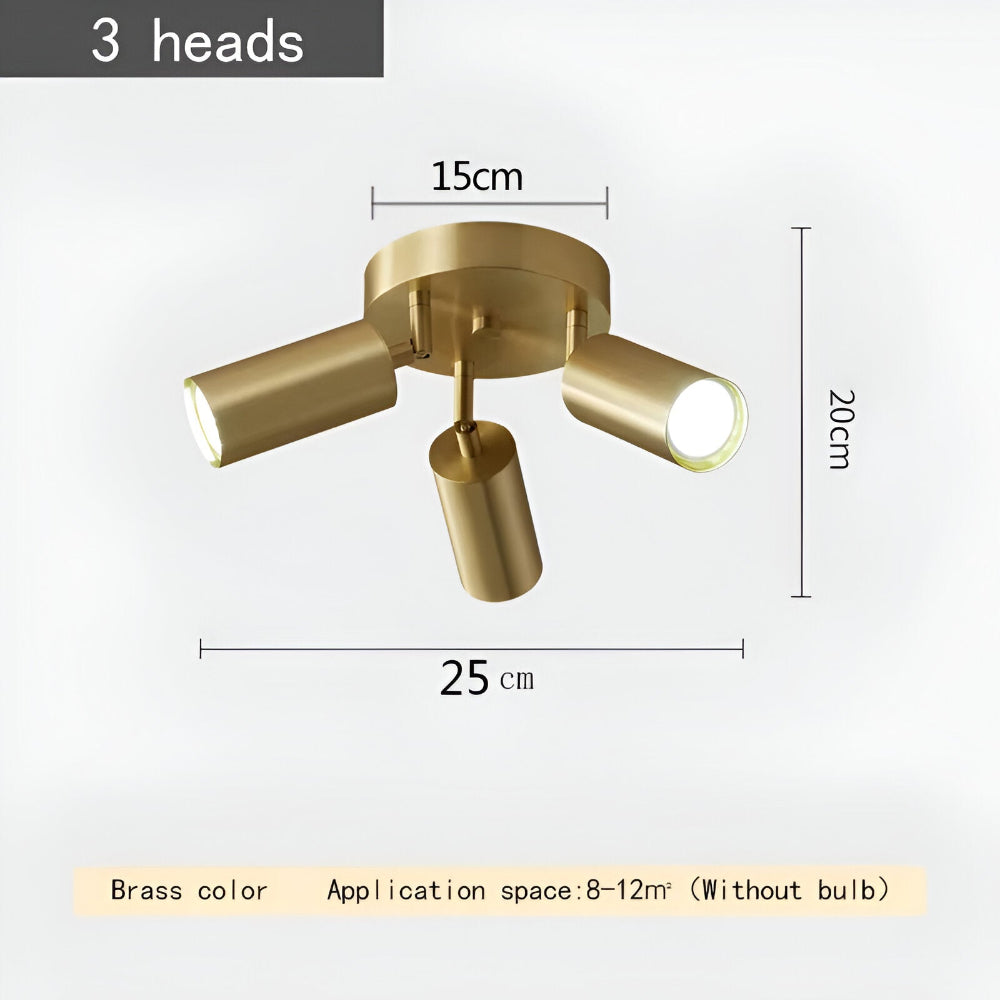 Lampa sufitowa mosiężna z regulowanymi spotami E27