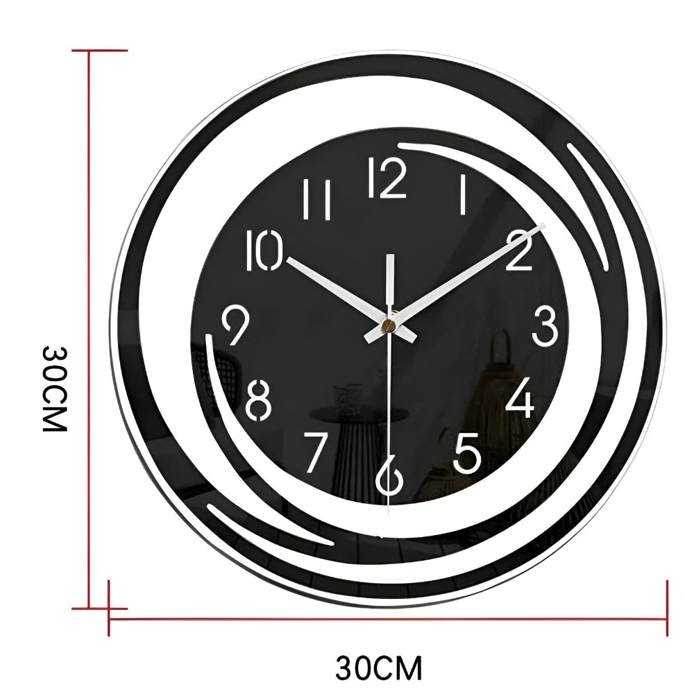 Cichy zegar budzik z czarnego akrylu 30 cm
