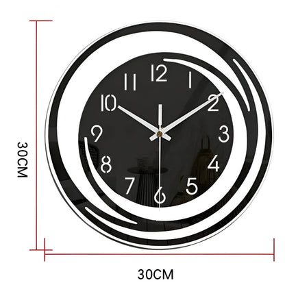 Cichy zegar budzik z czarnego akrylu 30 cm