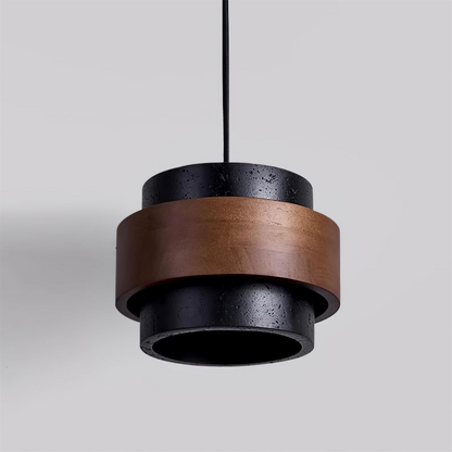 Lampa wisząca z trawertynu i drewna orzechowego japandi