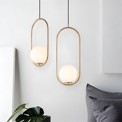 Lampa wisząca złota LED z kulą szklaną do salonu