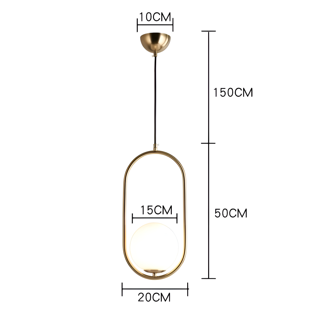 Lampa wisząca złota LED z kulą szklaną do salonu