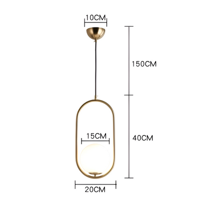 Lampa wisząca złota LED z kulą szklaną do salonu