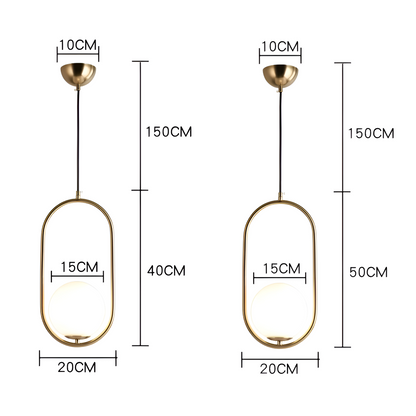 Lampa wisząca złota LED z kulą szklaną do salonu