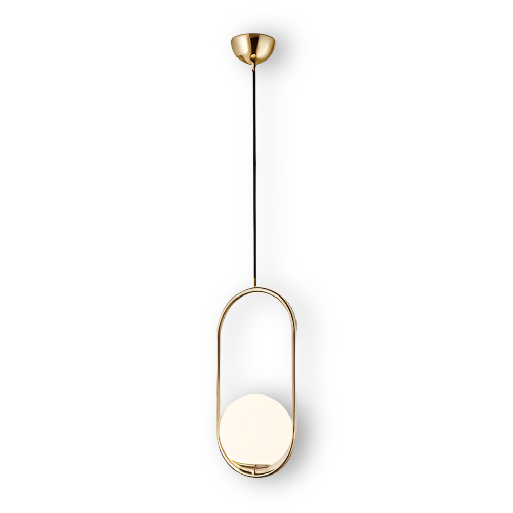 Lampa wisząca złota LED z kulą szklaną do salonu
