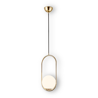 Lampa wisząca złota LED z kulą szklaną do salonu