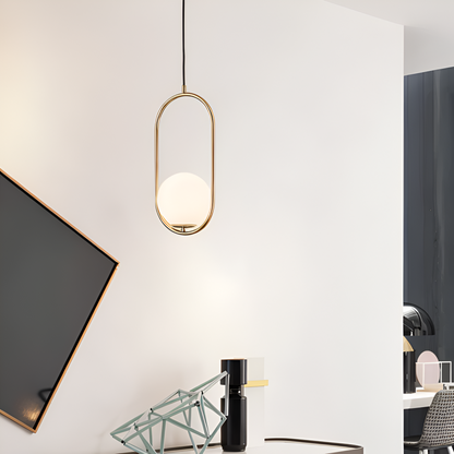 Lampa wisząca złota LED z kulą szklaną do salonu
