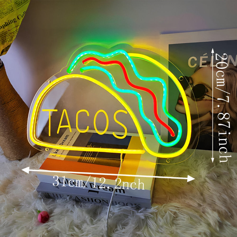 Kolorowy neon LED fast food do baru restauracji i kuchni