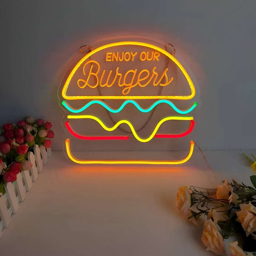 Kolorowy neon LED fast food do baru restauracji i kuchni