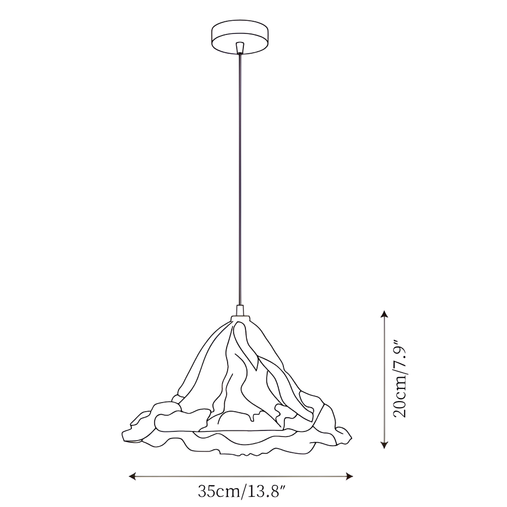 Lampa wisząca wulkaniczna z żywicy i metalu