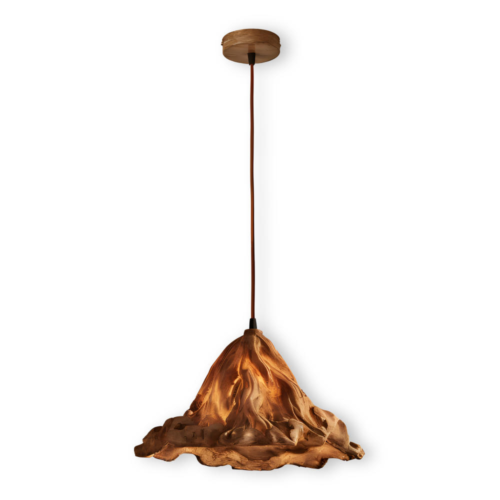 Lampa wisząca wulkaniczna z żywicy i metalu