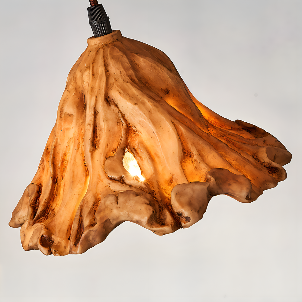 Lampa wisząca wulkaniczna z żywicy i metalu
