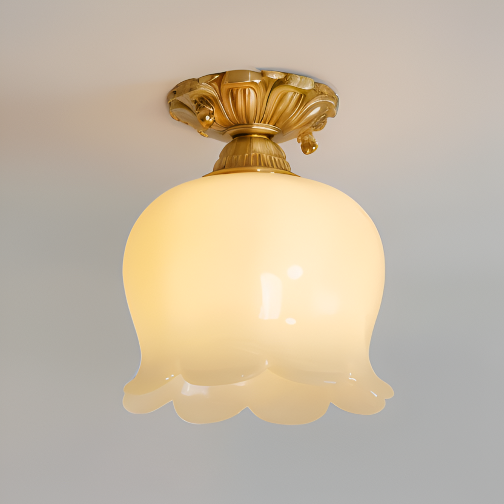 Lampa sufitowa LED kwiatowa vintage beżowa