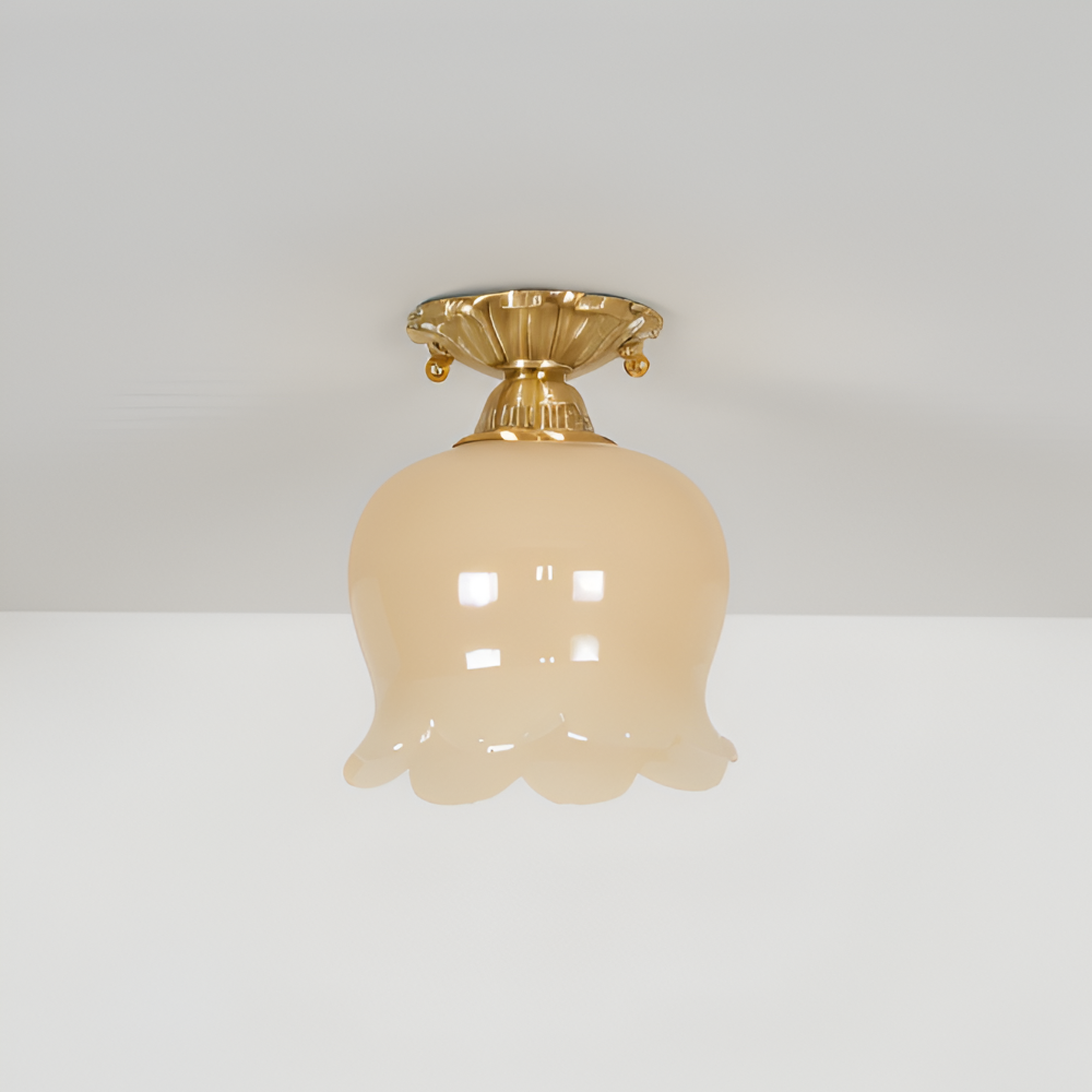 Lampa sufitowa LED kwiatowa vintage beżowa