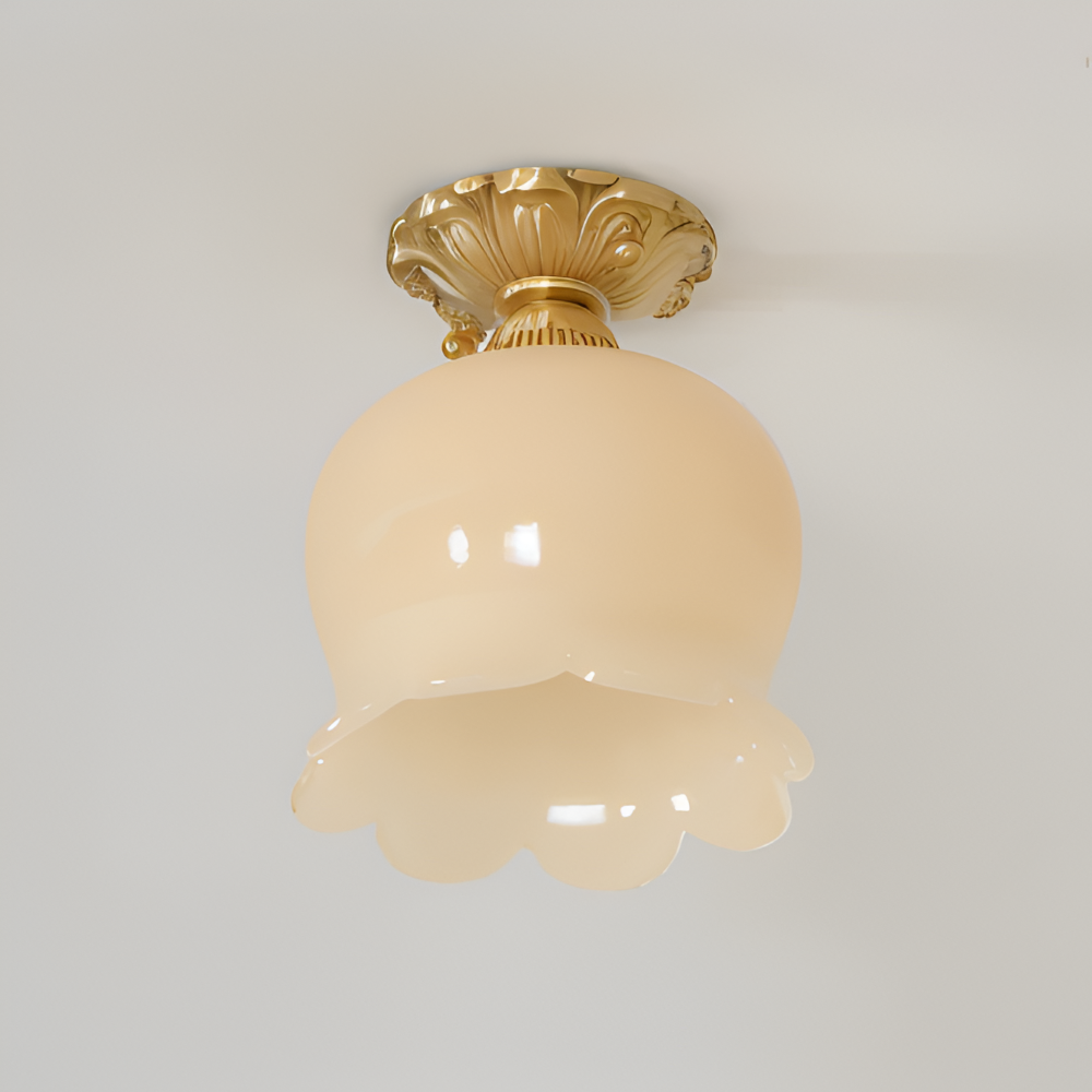 Lampa sufitowa LED kwiatowa vintage beżowa