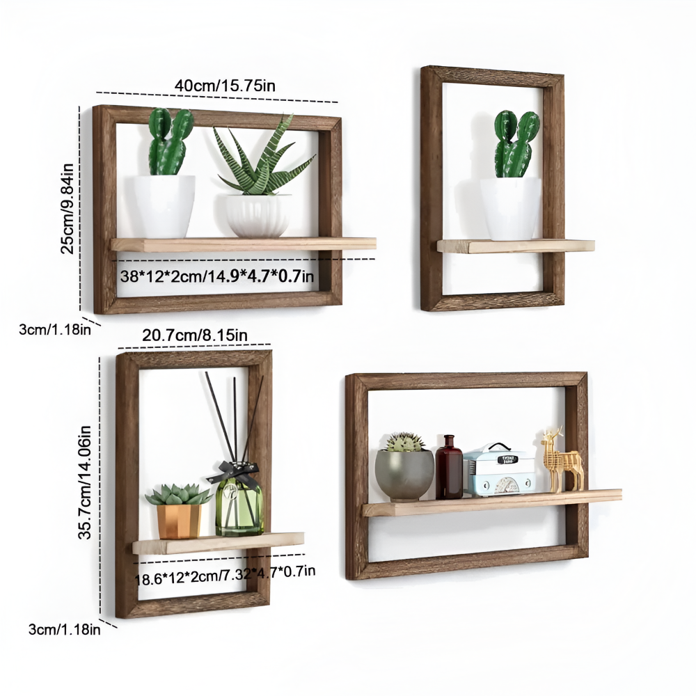 Geometryczna półka ścienna drewniana do salonu