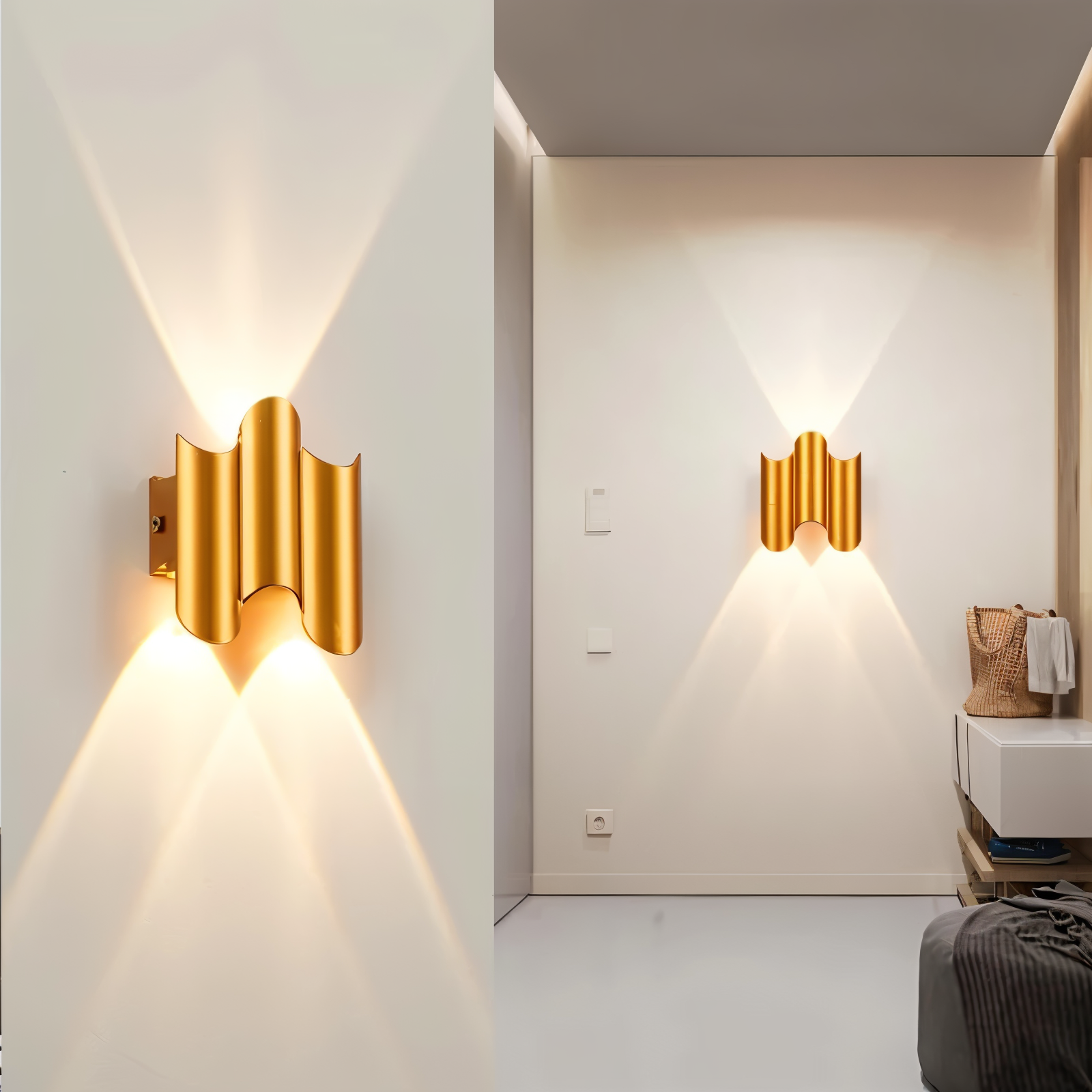 Czarno-złota lampa ścienna LED nowoczesna