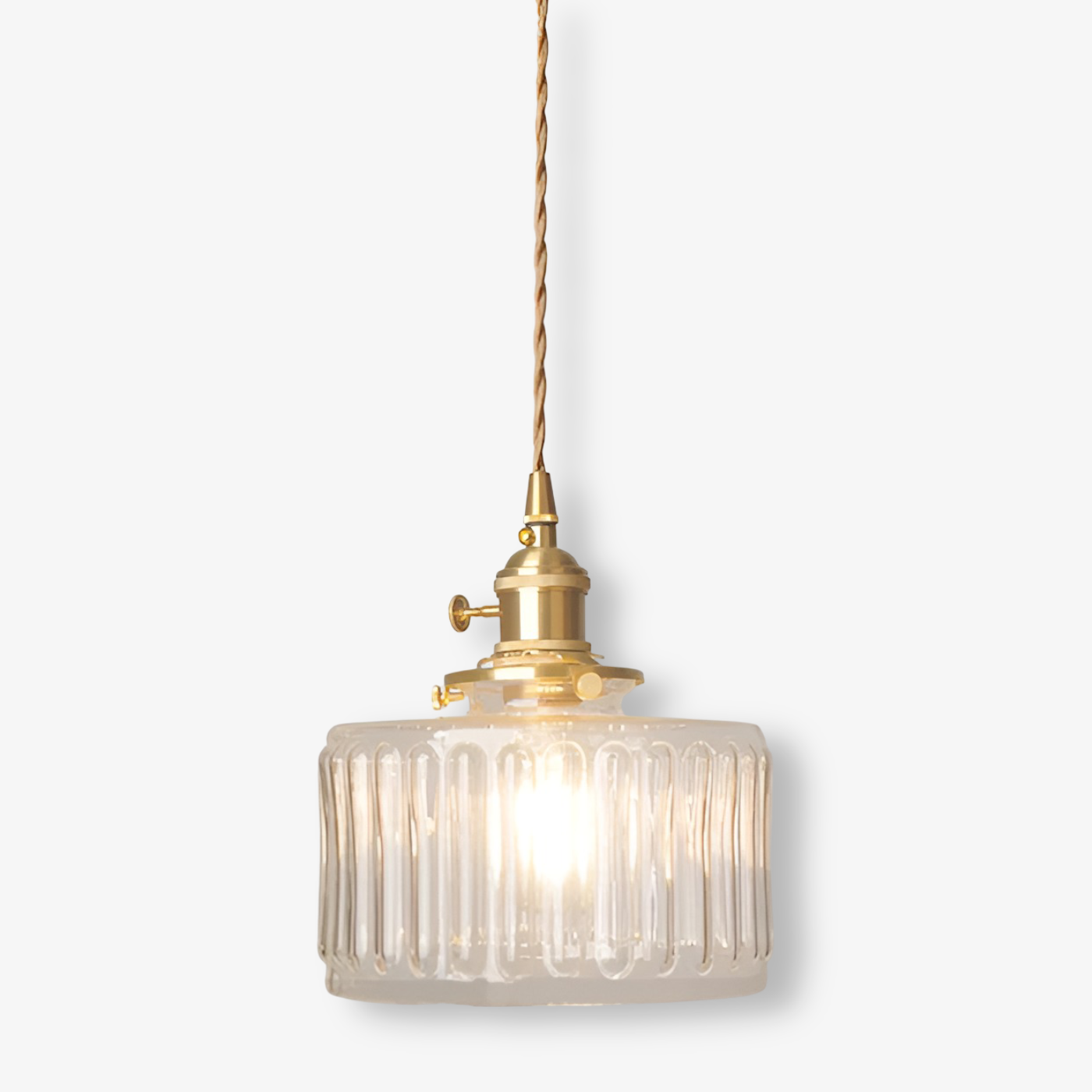 Zielona lampa wisząca vintage z ryflowanego szkła