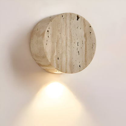 Beżowa okrągła lampa ścienna marmurowa LED Wabi Sabi