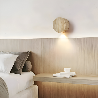 Beżowa okrągła lampa ścienna marmurowa LED Wabi Sabi