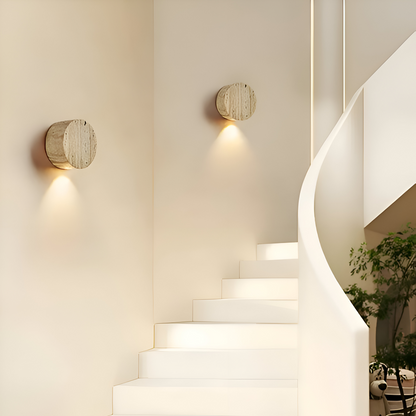 Beżowa okrągła lampa ścienna marmurowa LED Wabi Sabi