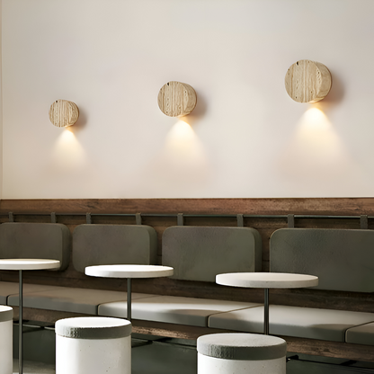Beżowa okrągła lampa ścienna marmurowa LED Wabi Sabi
