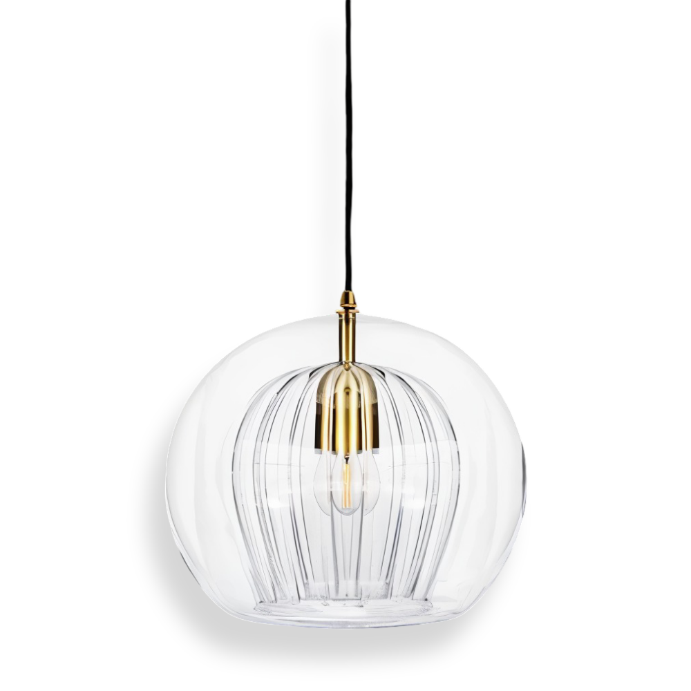 Kulista lampa wisząca szklana vintage