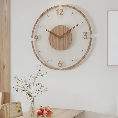 Zegar ścienny transparentny akrylowy z drewnem 35 cm
