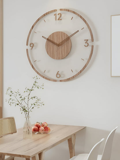 Zegar ścienny transparentny akrylowy z drewnem 35 cm