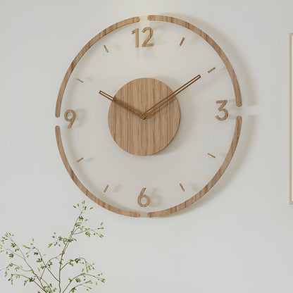 Zegar ścienny transparentny akrylowy z drewnem 35 cm
