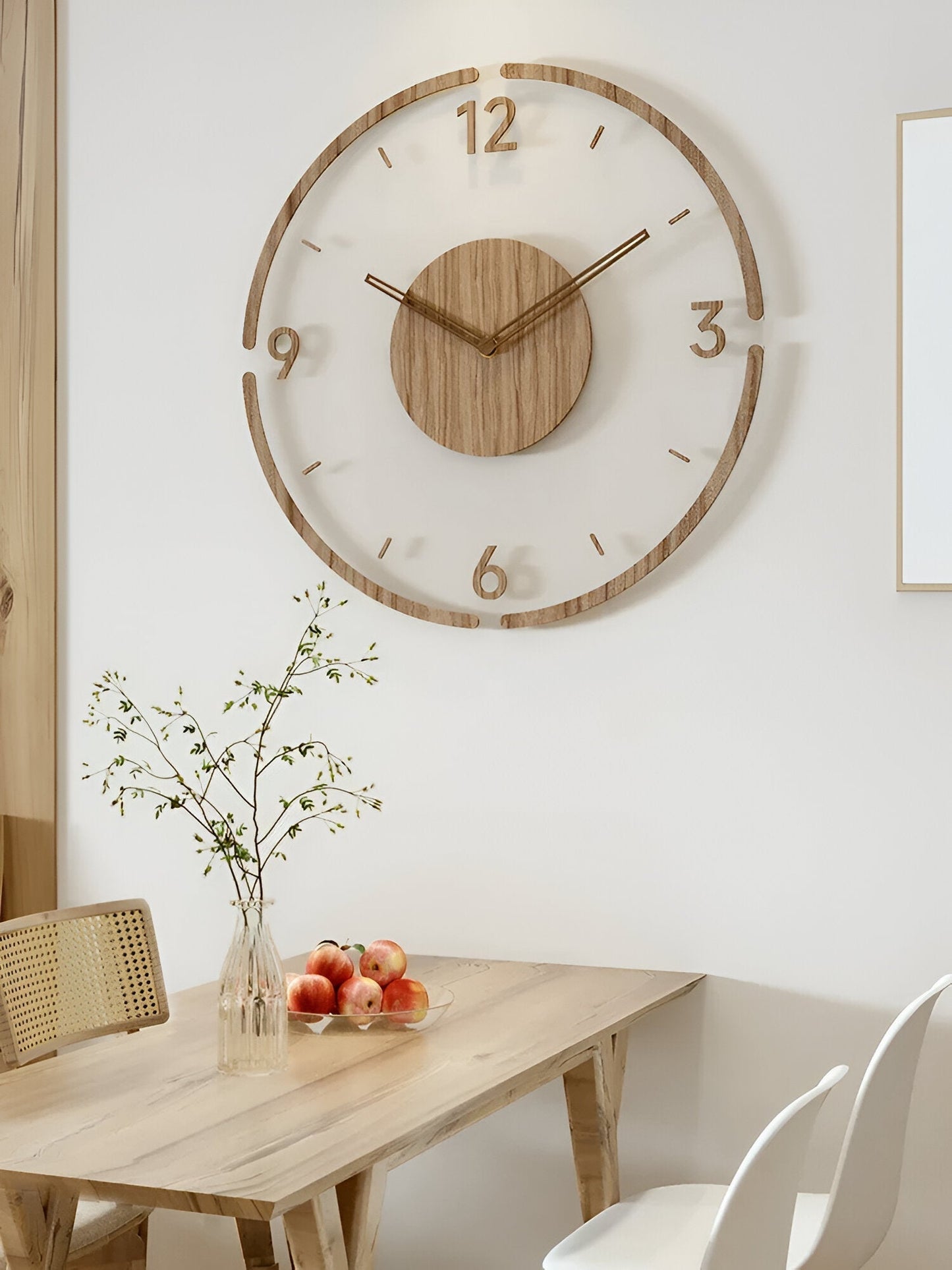 Zegar ścienny transparentny akrylowy z drewnem 35 cm