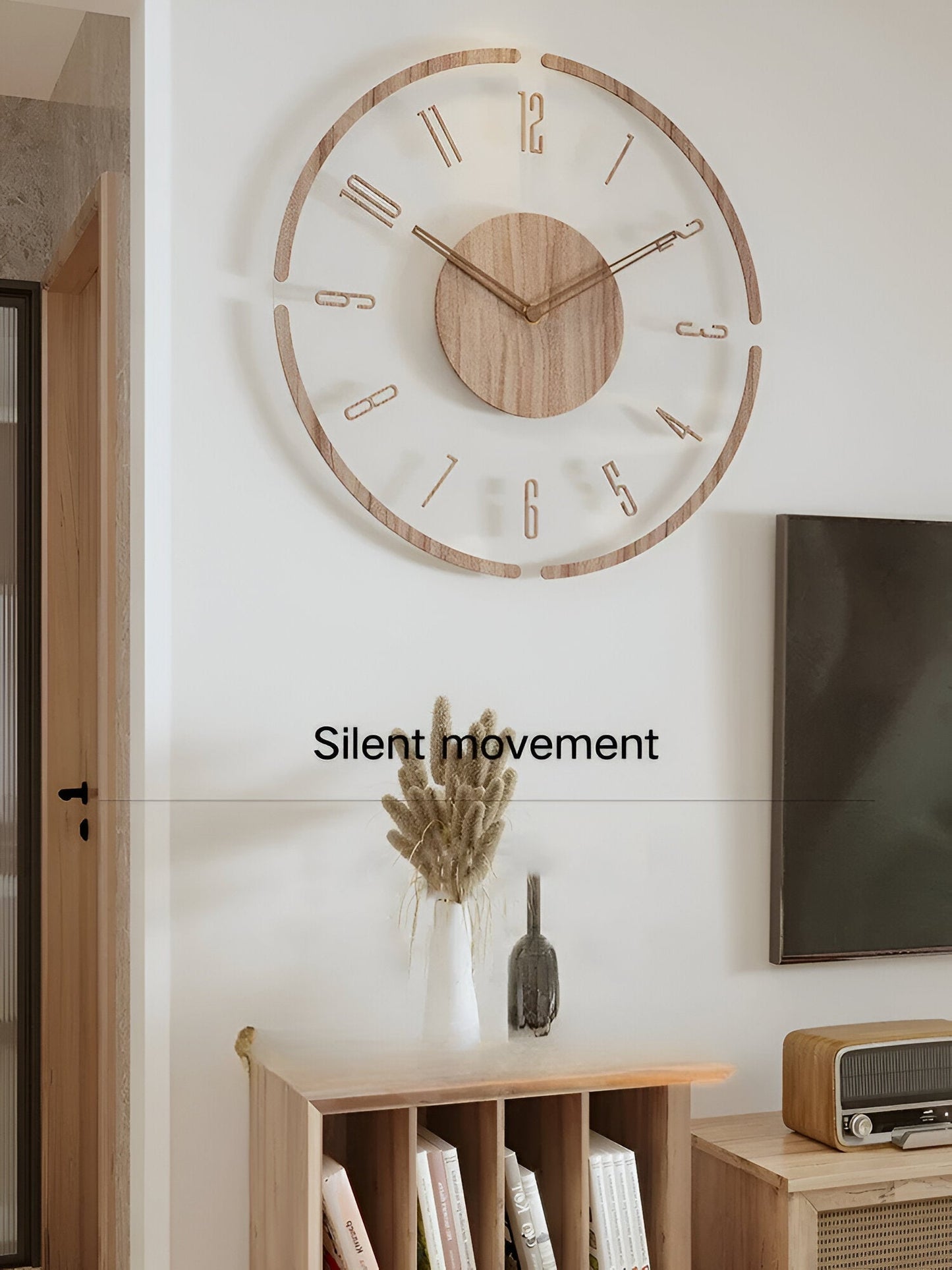 Zegar ścienny transparentny akrylowy z drewnem 35 cm