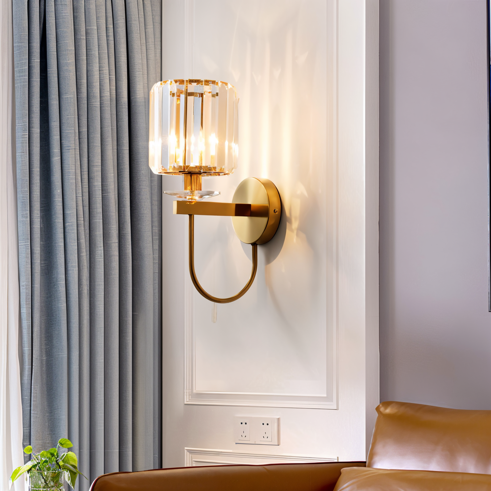 Kinkiet kryształowy vintage LED cylindryczny
