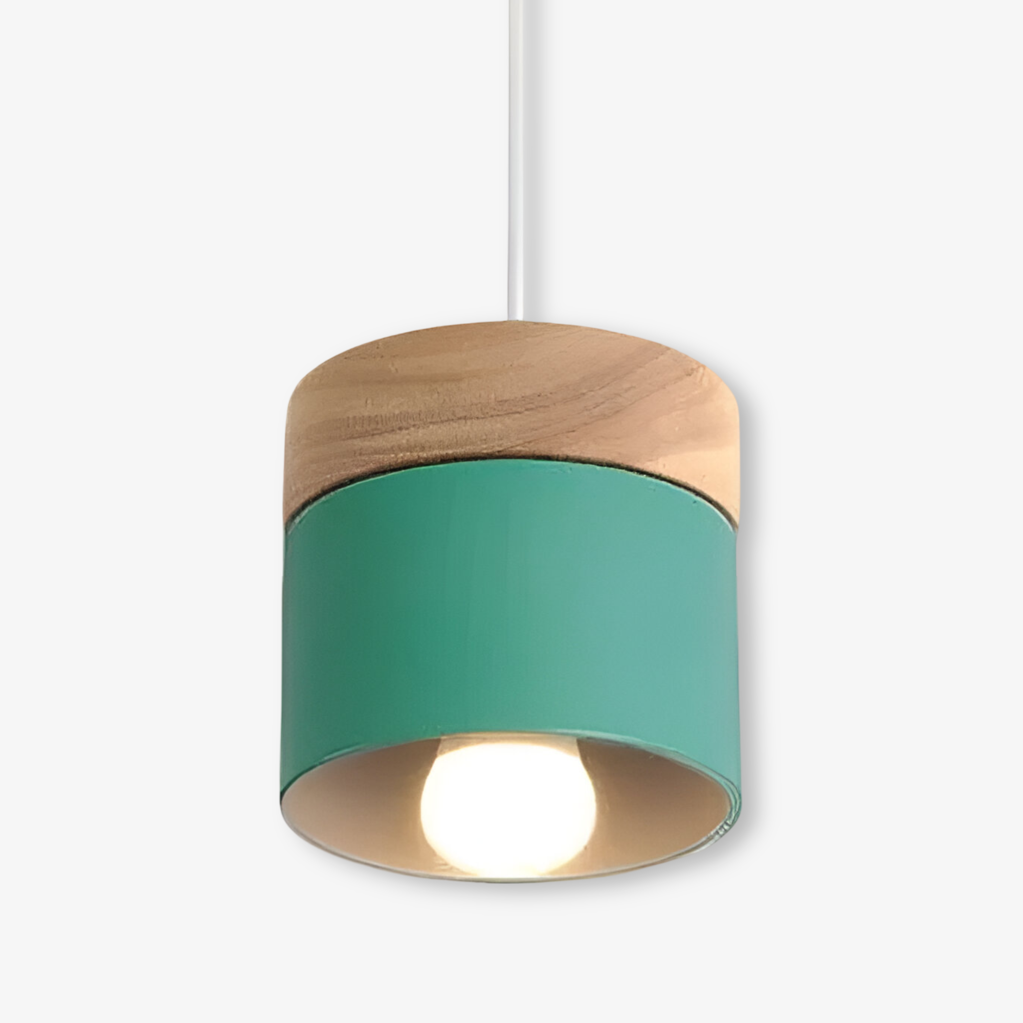 Lampa wisząca metalowa z drewnem do kuchni i salonu