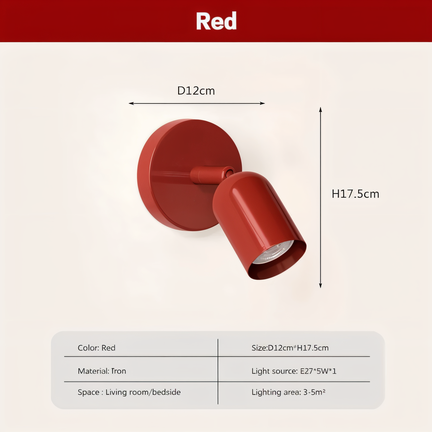 Kolorowa półokrągła lampa ścienna LED 5W