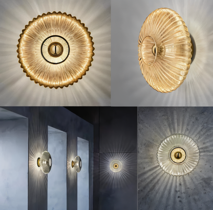 Kinkiet szklany Bauhaus falowany do salonu