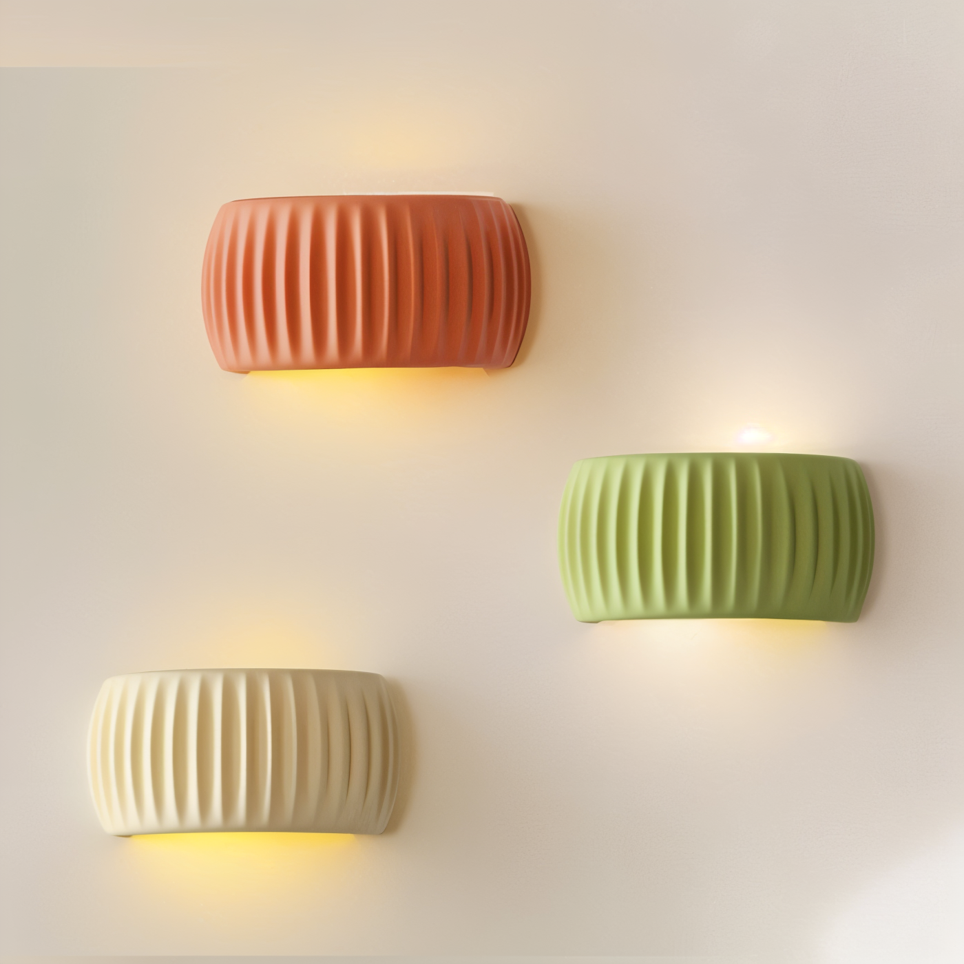 Zielona lampa ścienna LED z ryflowanej żywicy