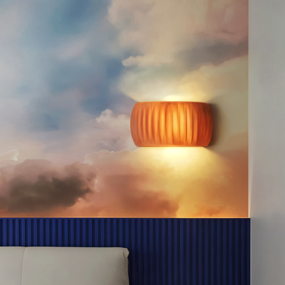 Zielona lampa ścienna LED z ryflowanej żywicy