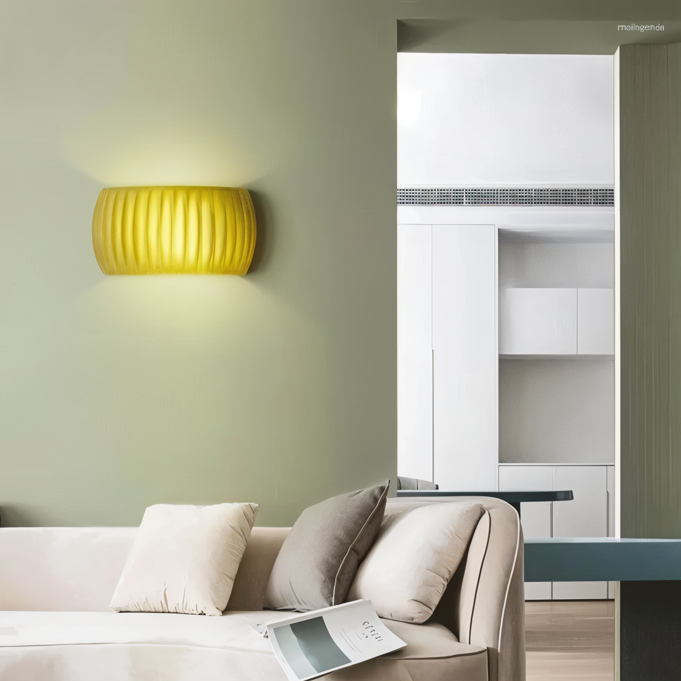 Zielona lampa ścienna LED z ryflowanej żywicy