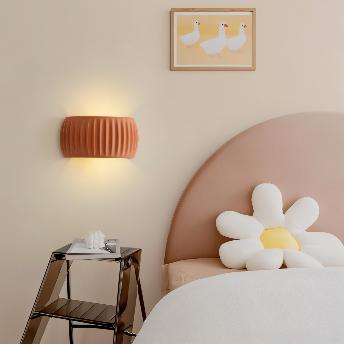 Zielona lampa ścienna LED z ryflowanej żywicy
